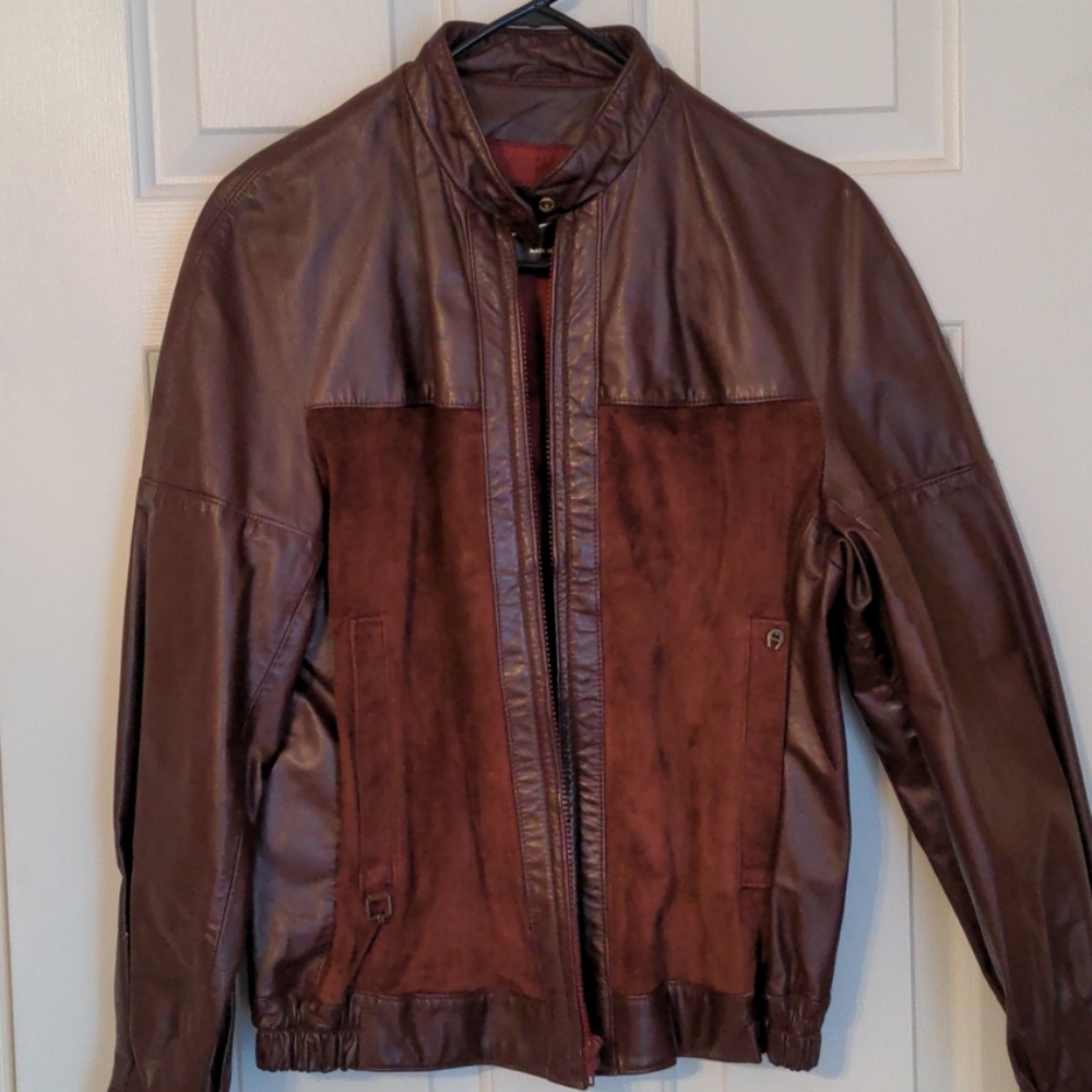 Vintage Aigner leather and suede zip jacket